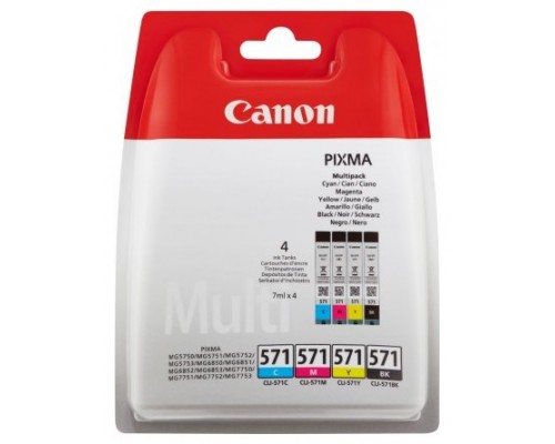 MULTIPACK 4 CARTUCHOS CANON TINTA CLI-571 BK/C/M/Y