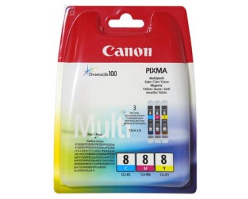 MULTIPACK 3 CARTUCHOS CANON TINTA CLI-8 C/M/Y