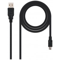 Nanocable Cable USB 2.0, A/M-Mini B/M, negro, 0.5m