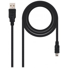 CABLE USB 2.0 A/M-MINI USB B/M 1M NEGRO NANOCABLE