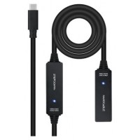 CABLE USB 3.2 Gen1 PROLONGADOR CON AMPLIFICADOR USB-C/M-H 10 M NEGRO NANOCABLE