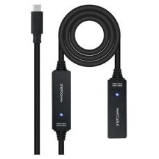 CABLE USB 3.2 Gen1 PROLONGADOR CON AMPLIFICADOR USB-C/M-H 10 M NEGRO NANOCABLE