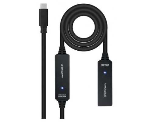 CABLE USB 3.2 Gen1 PROLONGADOR CON AMPLIFICADOR USB-C/M-H 10 M NEGRO NANOCABLE