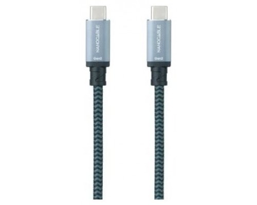 CABLE USB 3.1 GEN2 10Gbps 5A 4K/60Hz, USB-C/M USB-C/M 0.5 M GRIS/NEGRO NANOCABLE