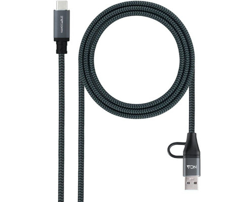 CABLE USB 3.2 GEN2x2 20Gbps 5A 100W USB-C+USB-A/M aUSB-C/M 1.5 M NEGRO NANOCABLE