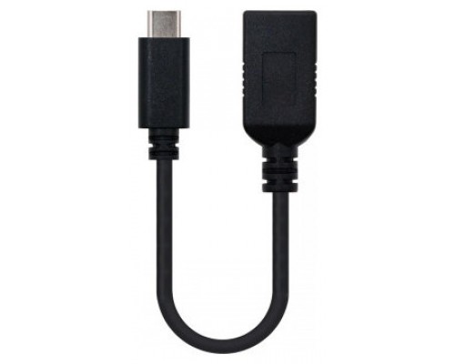 CABLE USB 3.1 GEN1 5Gbps 3A TIPO USB-C/M-A/F 15 CM NEGRO NANOCABLE