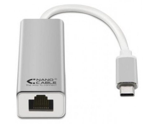 CONVERSOR USB-C A ETHERNET 10/100/1000 Mbps 15 CM PLATA NANOCABLE