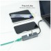 CONVERSOR USB-C A ETHERNET GIGABIT +3*USB 3.0 0.15M NANOCABLE ALUMINIO GRIS