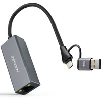 CONVERSOR USB-C+USB-A/M 3.0 A ETHERNET 15 CM GRIS NANOCABLE