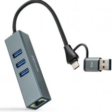 Nanocable Conversor USB-C+USB-A/M RJ45+ 3xUSB-A