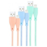 PACK 3 CABLES LIGHTNING A USB A/M, ROJO-AZUL-VERDE MALLADO, 1M BLANCO NANOCABLE