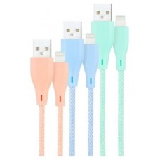 PACK 3 CABLES LIGHTNING A USB A/M, ROJO-AZUL-VERDE MALLADO, 1M BLANCO NANOCABLE