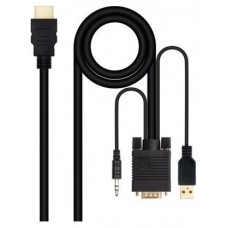 Nanocable Conversor HDMI a VGA-Jack-UBS, 1.8 m