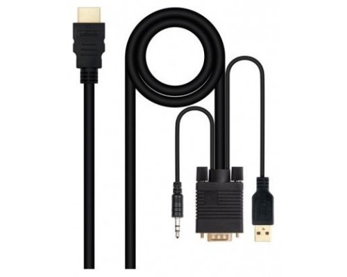 Nanocable Conversor HDMI a VGA-Jack-UBS, 1.8 m