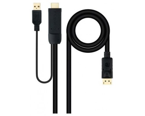 CABLE CONVERSOR HDMI A DP, HDMI/M-DP/M 1.8 M NEGRO NANOCABLE