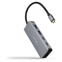 HUB USB-C 2xUSB-A+2xUSB-C+HDMI+USB-C PD 100W GRIS NANOCABLE