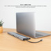 HUB 12 PUERTOS USB-C A 3xUSB-A/USB-C/USB-C PD/2xHDMI/DP/RJ45/... 18 CM NANOCABLE