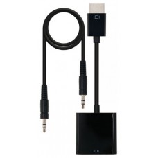 CONVERSOR HDMI A SVGA+AUDIO, HDMI A/M-SVGA/H+3.5/H, 0.1M+1M NEGRO NANOCABLE