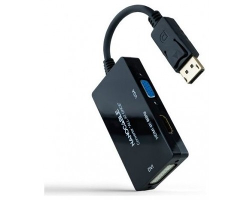 Nanocable Conversor DP a HDMI/DVI/VGA Negro 20 cm