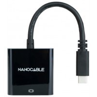 CONVERSOR USB-C A VGA. ALUMINIO 10 CM NEGRO NANOCABLE