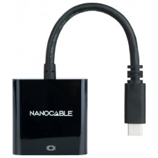 CONVERSOR USB-C A VGA. ALUMINIO 10 CM NEGRO NANOCABLE