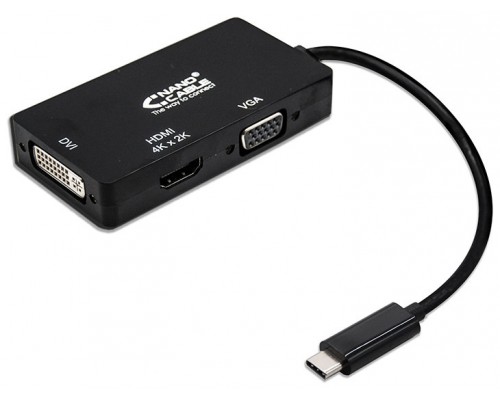 CONVERSOR USB-C A VGA / DVI / HDMI, 3 EN 1 USB-C/M-VGA/H-DVI/H-HDMI/M NANOCABLE