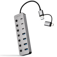 HUB 7 PUERTOS USB-C+USB-A/M A 4xUSB-A+xUSB-C 3.0+USB-C 5V 18 CM NANOCABLE