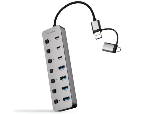 HUB 7 PUERTOS USB-C+USB-A/M A 4xUSB-A+xUSB-C 3.0+USB-C 5V 18 CM NANOCABLE-AA7 HUB 7 PUERTOS USB-C+USB-A/M A 4xUSB-A+xUSB-C 3.0+USB-C 5V 18 CM NANOCABLE