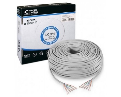 BOBINA 100M CAT.5E UTP RIGIDO RJ45 AWG24 NANOCABLE