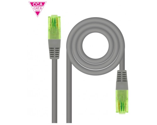 CABLE DE RED LATIGUILLO UTP CCA CAT6 AWG26 1 M GRIS NANOCABLE