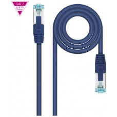 CABLE DE RED LATIGUILLO 600MHZ LSZH SFTP PIMF CAT7 AWG26 0.25 M AZUL NANOCABLE