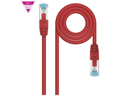 CABLE DE RED LATIGUILLO 600MHZ LSZH SFTP PIMF CAT7 AWG26 0.25 M ROJO NANOCABLE