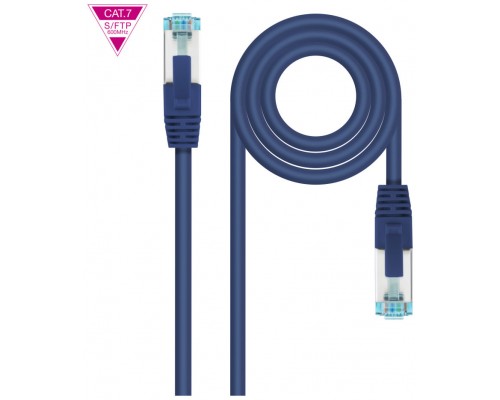 CABLE DE RED LATIGUILLO 600MHZ LSZH SFTP PIMF CAT7 AWG26 1 M AZUL NANOCABLE