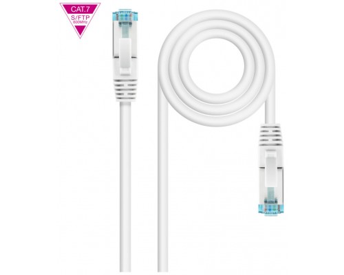 CABLE DE RED LATIGUILLO 600MHZ LSZH SFTP PIMF CAT7 AWG26 1 M BLANCO NANOCABLE