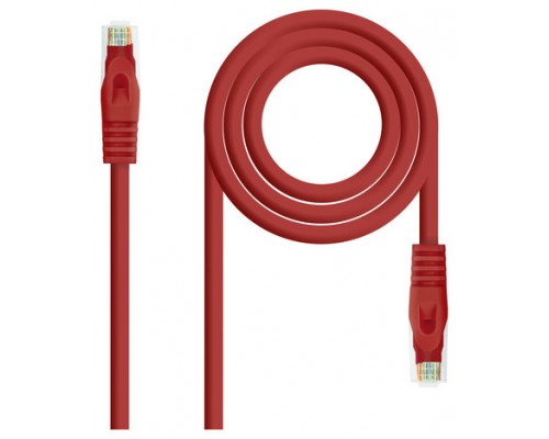 CABLE DE RED LATIGUILLO RJ45 UTP CAT6A AWG24 0.5 M ROJO NANOCABLE