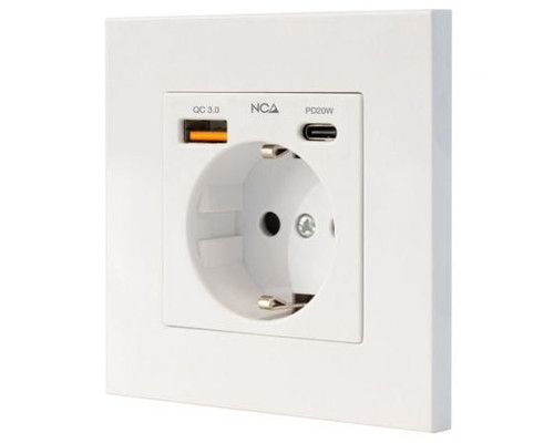 Nanocable Base Pared toma SCHUKO 2USB-C PD20W