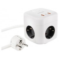 BASE DE 3 ENCHUFES x3USB (2 USB A + USB-C) + INTERRUPTOR BLANCO NANOCABLE