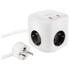 BASE DE 3 ENCHUFES x3USB (2 USB A + USB-C) + INTERRUPTOR BLANCO NANOCABLE