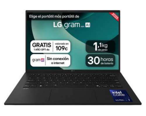 PORTATIL LG GRAM U7-255H 16GB 1TB 14" WUXGA FreeDOS