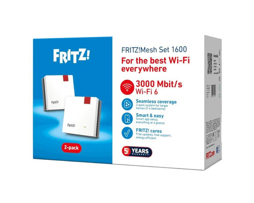 Fritz! Mesh WiFi Set 1600 2-pk Repeater WiFi6-IA39 Fritz! Mesh WiFi Set 1600 2-pk Repeater WiFi6