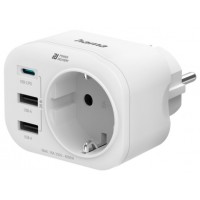 ENCHUFE  MULTIPLE HAMA 1xSCHUKO 2XUSB-A + 1XUSB-C 20W PD QC BLANCO