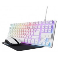 KIT GAMING GXT 794W TECLADO WIRED + RATON WIRELESS + ALFOMBRILLA BLANCO TRUST