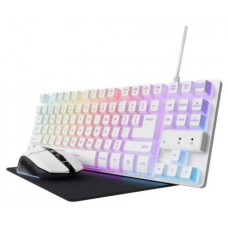 KIT GAMING GXT 794W TECLADO WIRED + RATON WIRELESS + ALFOMBRILLA BLANCO TRUST