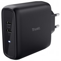 CARGADOR PARED/VIAJE 2xUSB-C 65W MAXO NEGRO TRUST