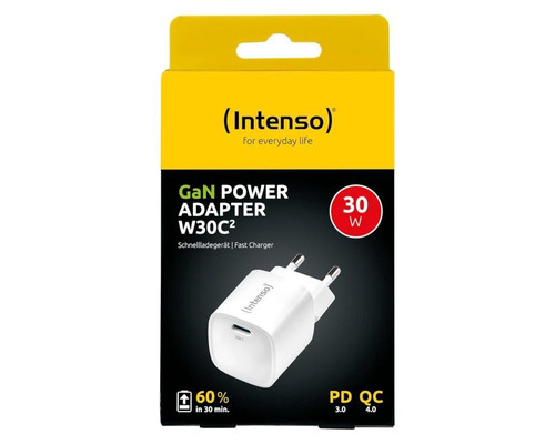 Intenso | Cargador pared GaN W30C² USB-C Blanco-IA5 Intenso | Cargador pared GaN W30C² USB-C Blanco