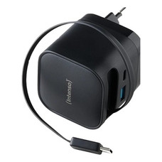Intenso Cargador GaN W65ACIC retr&aacute;ctil Negro