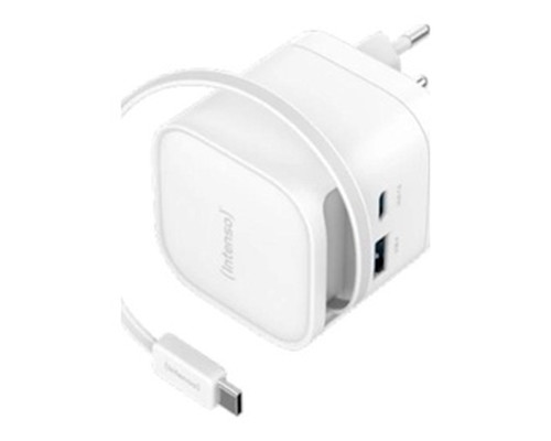 Intenso Cargador GaN W65ACIC retráctil Blanco-IA14 Intenso Cargador GaN W65ACIC retráctil Blanco