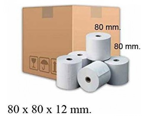 Rollo Papel Térmico 80X80X12 MM Pack 6 Uds sin BPA