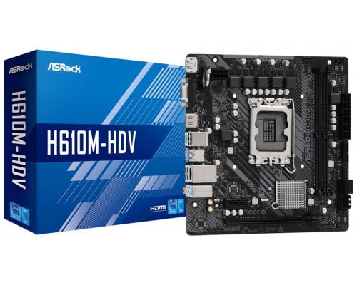 PLACA BASE ASROCK H610M-HDV 2xDDR4 HDMI, DP, VGA, SOCKET 1700, GEN 14, 13, 12