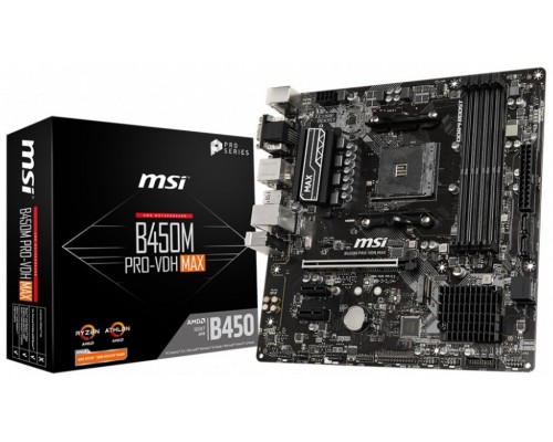 PLACA BASE MSI B450M PRO-VDH MAX AM4 MATX 4XDDR4